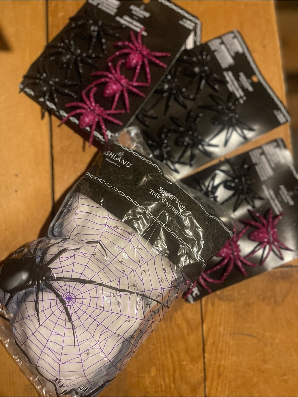 Ashland Halloween black, pink, glitter spiders lot